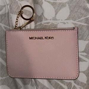 Michael Kors Blush Saffiano Leather Card Holder with Gold Keyring 💕
